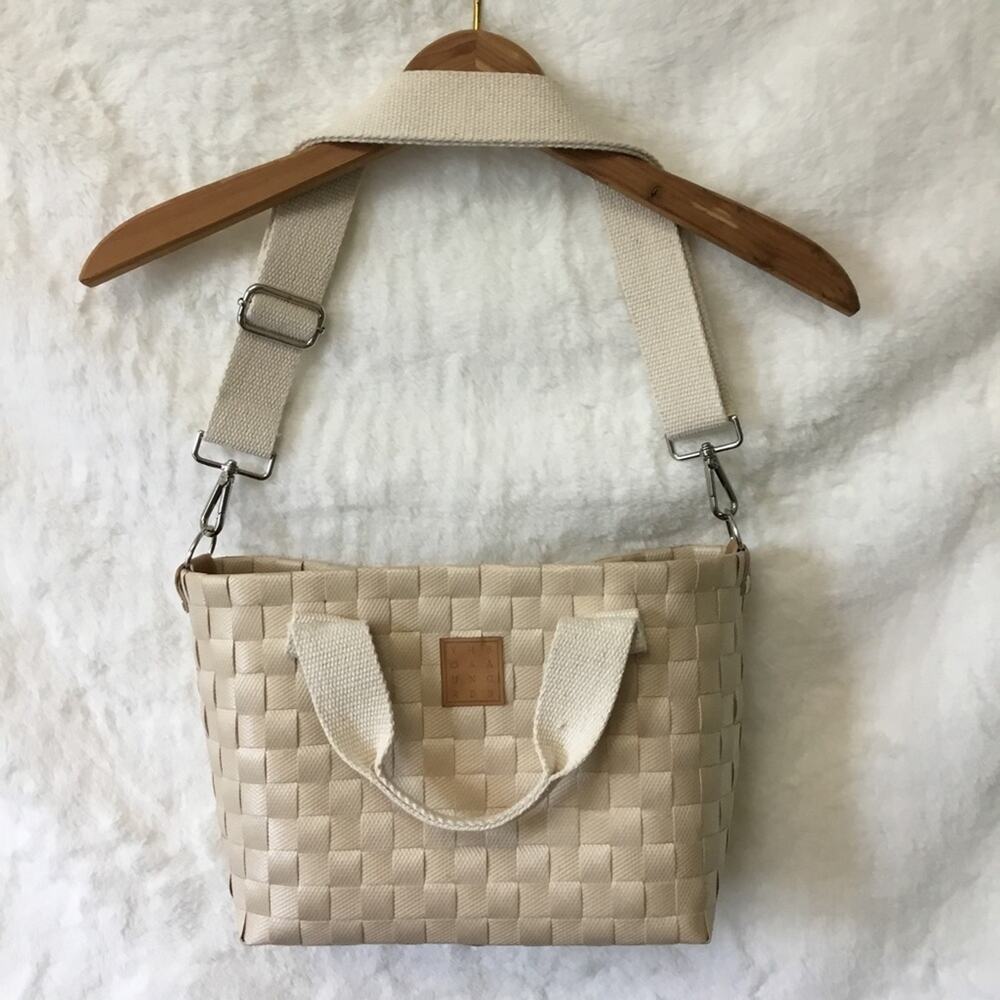 Beige Handwoven Crossbody Shoulder Bag